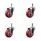 Service Caster 3.5'' Red Polyurethane Wheel Swivel 7/16'' Grip Ring Stem Caster Set, 4PK SCC-GR20S3514-PPUB-RED-716138-4 - alternate 1